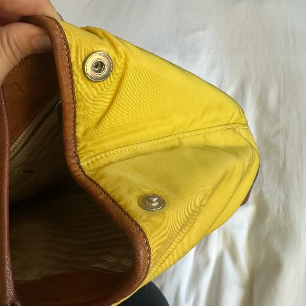 Prada Yellow and Brown Nylon Women’s Shoulder Bag - Picture 7 of 12